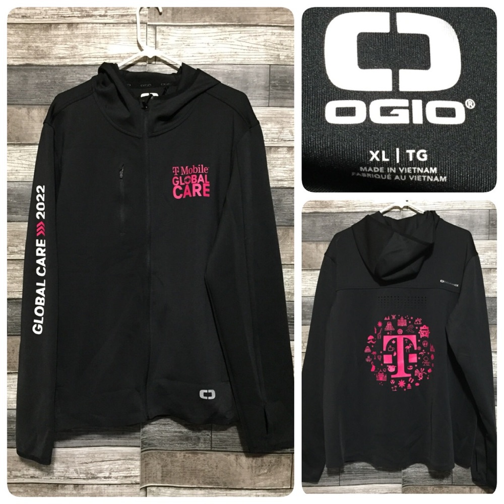 Ogio Endurance T-Mobile Full Zip Hoodie Men’s XL Black Pink Global Care 2022